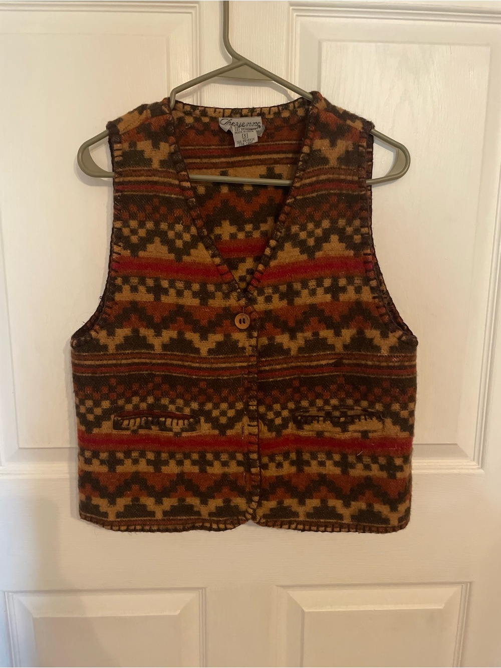 Southwestern Knit Vest - Multi Brown